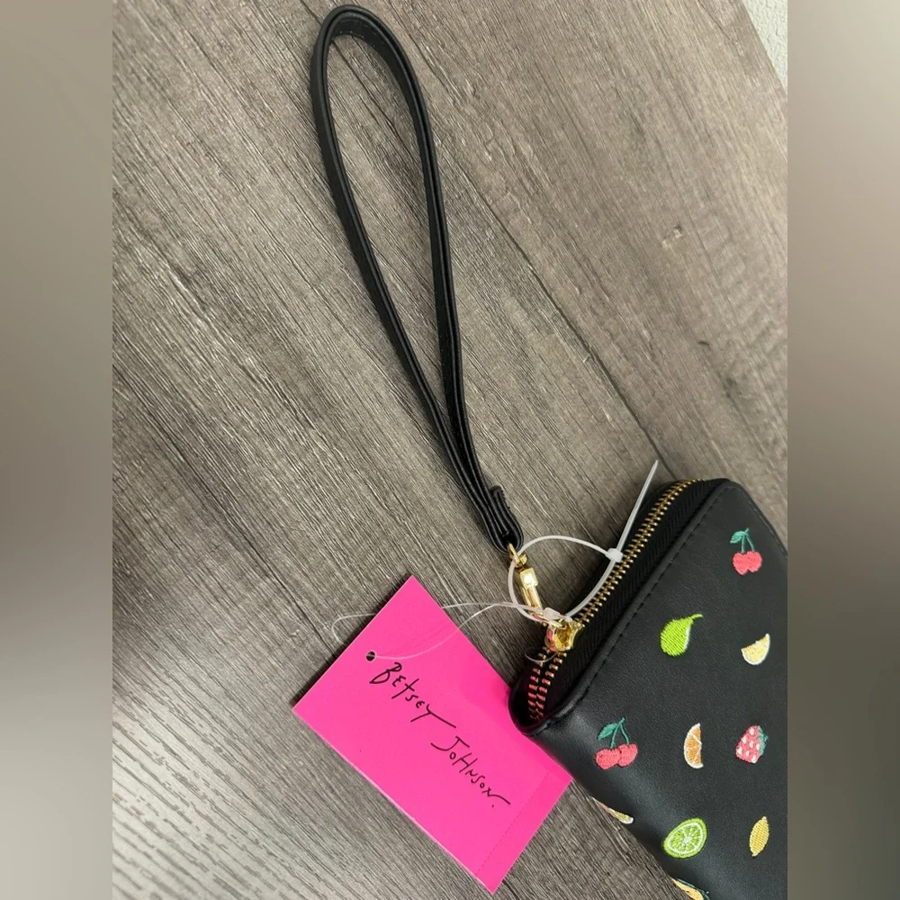 Betsey Johnson Black Wallet with Fruit Accents